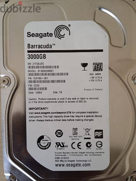 3TB hard disk (3000GB)
Seagate Brand
160 QR only 2
