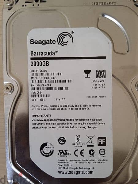 3TB hard disk (3000GB)
Seagate Brand
160 QR only 3