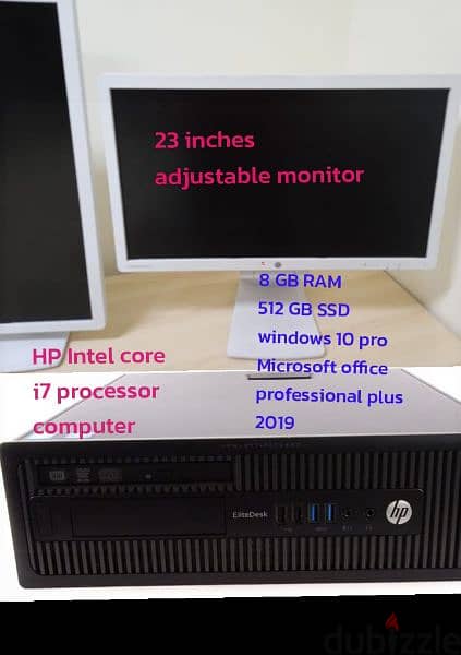HP Intel core i7 processor computer full set with 23 " display 0