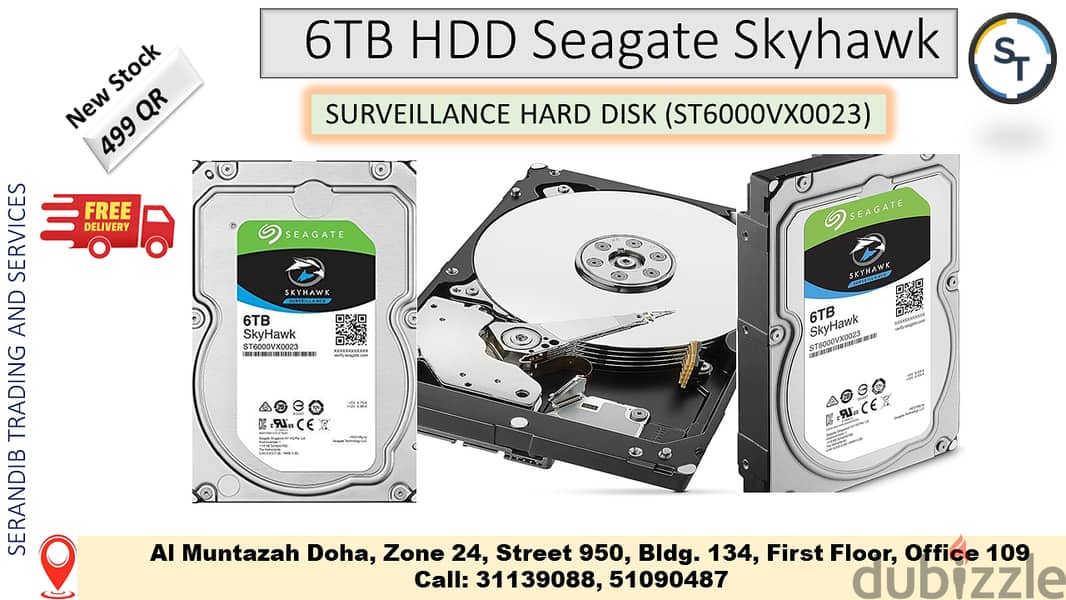 6TB HDD Seagate Skyhawk, SURVEILLANCE HARD DISK ST6000VX0023 0