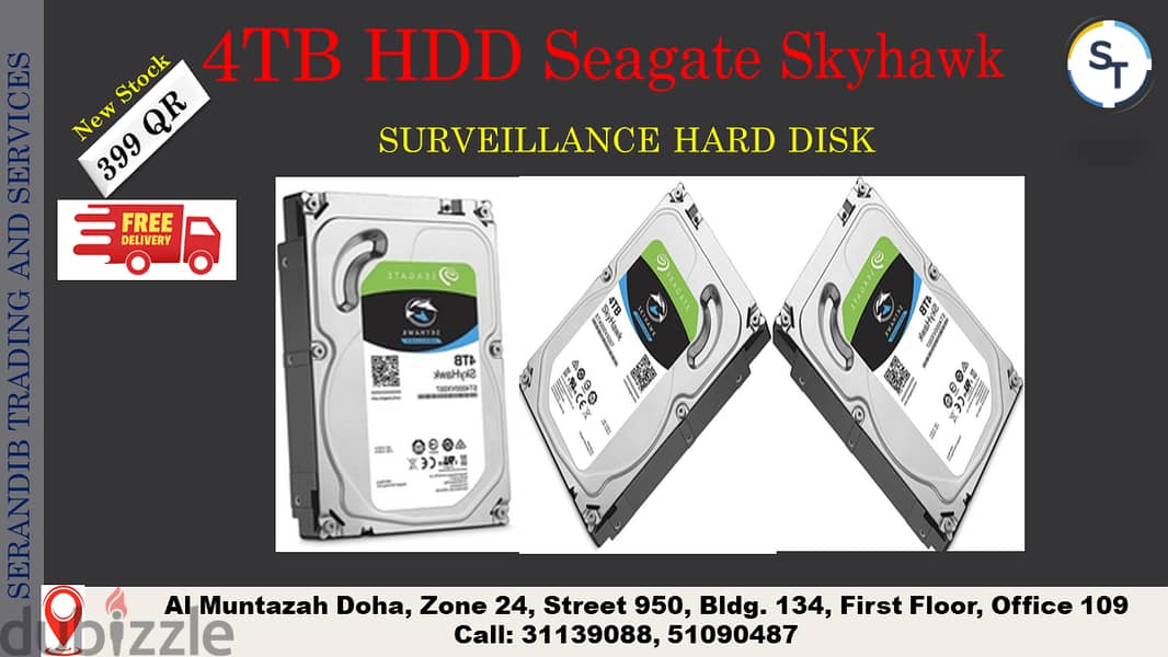 4TB HDD Seagate Skyhawk  SURVEILLANCE HARD DISK  New Stock  399 QR 0