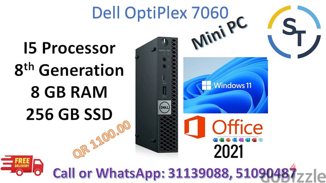 Dell OptiPlex 7060, Mini PC  Intel Core i5  8 GB RAM  256 GB SSD 0