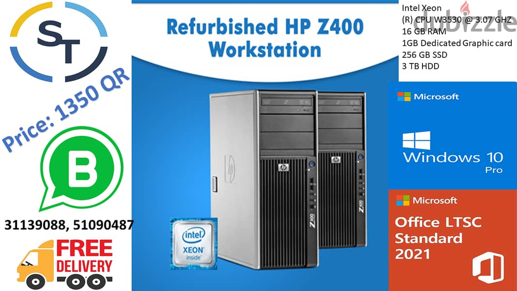 HP Z400 Workstation Tower Pc  Intel Xeon Processor W3530 @ 3.07 GHz 0