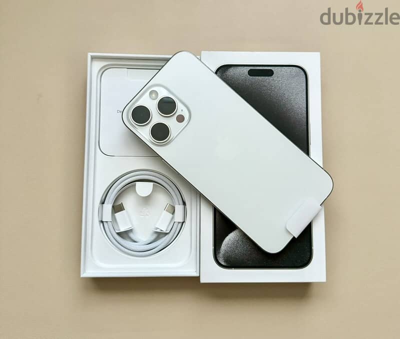 Apple iPhone 15 Pro Max - 256 GB - White Titanium (Spectrum) BRAND NEW 0