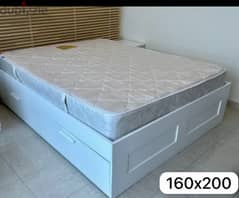 Bed 160x200 with head board and storages on both sides