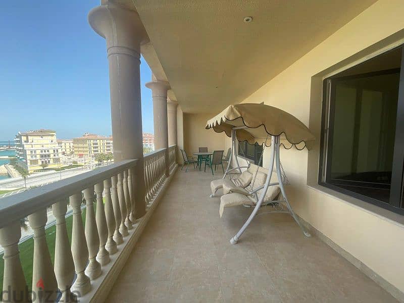 Semi-furnished 1 bedroom sea view apartment on pearl 0