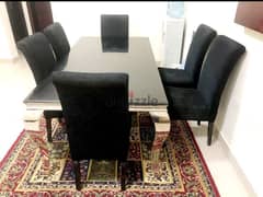 Modern Elegance: Black Dining Table Set with 6 Chairs 0