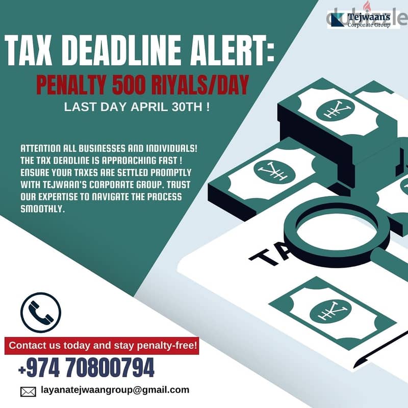 Tax Deadline Alert: April 30th Last Day! Penalty 500 Riyals/Day 0