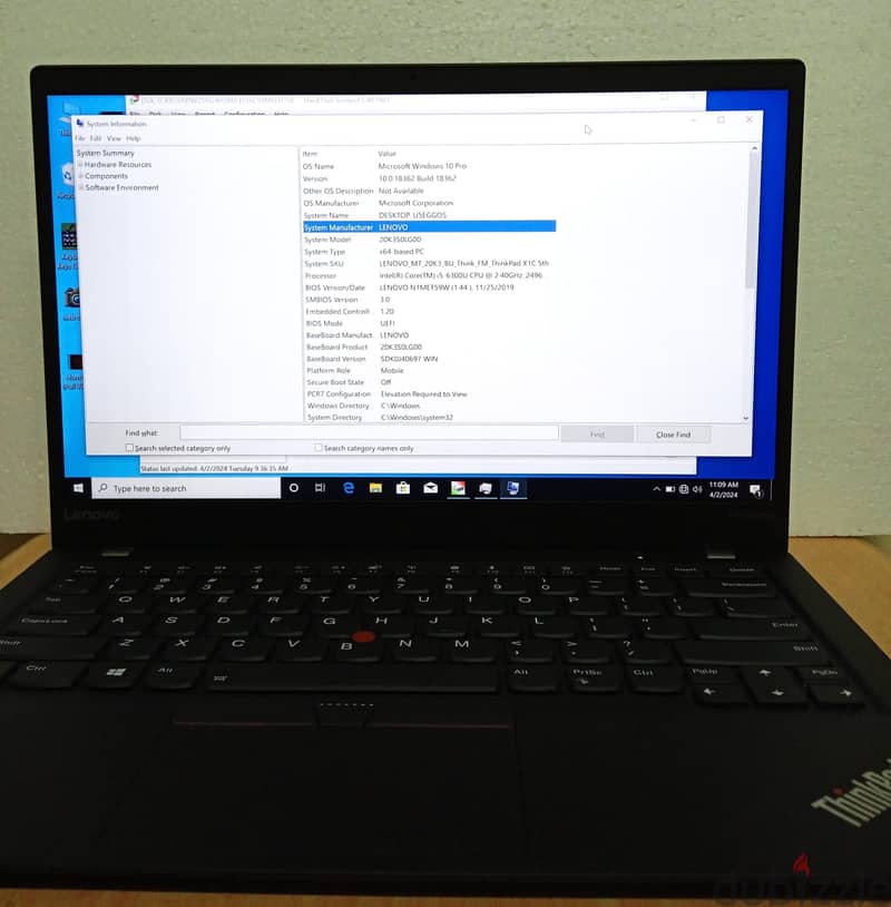 Lenovo  ThinkPad x1 Intel(R) Core(TM) i5-6300U CPU @ 2.40GHz 5