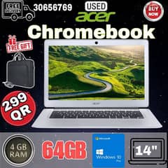 USED ACER CHROMEBOOK 64 GB, WINDOWS 10, 14 INCH