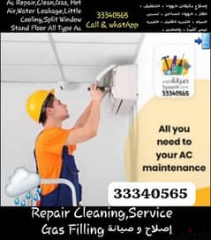 Ac Repair Cleaning & Gas,Water Leaking, Hot Air,Little Cooling