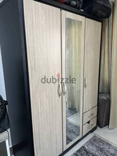 Cupboard- White 3 doors with mirror