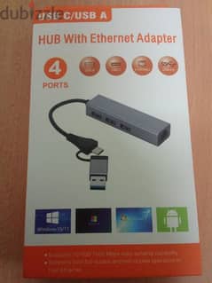 USB type C to USB type A Hub with Ethernet Port 0