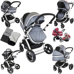 Luxury Heavy Duty 3 in 1 Baby Stroller Portable Baby Cradle and Car Se 0