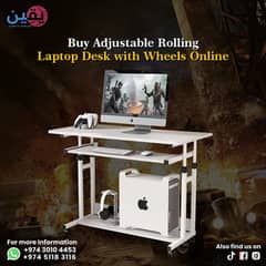Buy Adjustable Rolling Laptop Desk with Wheels Online 0