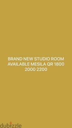 BRAND NEW STUDIO ROOM AVAILABLE MESILA QR 1800 2000 2200 0