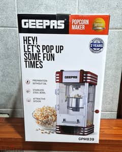Geepas Popcorn Machine, full size with box 0