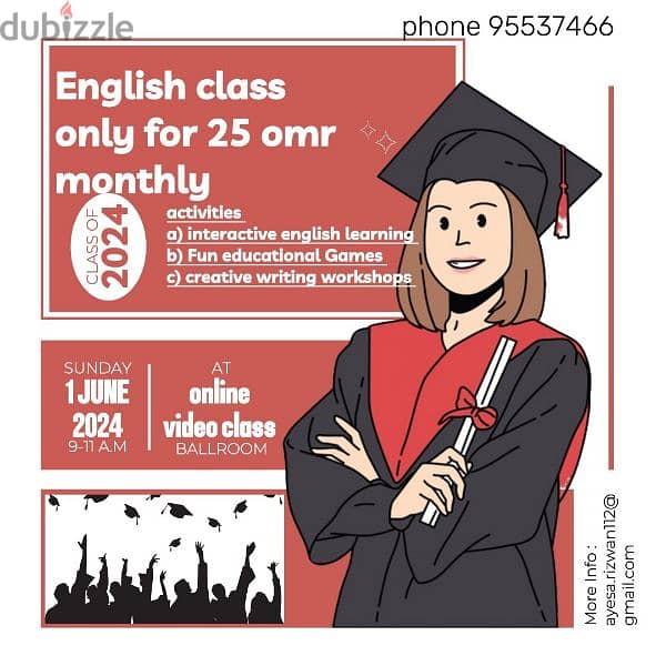 English class in 250 monthly only available 1
