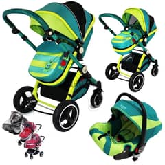 Luxury Heavy Duty 3 in 1 Baby Stroller Portable Baby Cradle 0