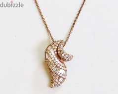 18k Rose Gold Diamond Pendant Chain with 0.98k diamonds 0